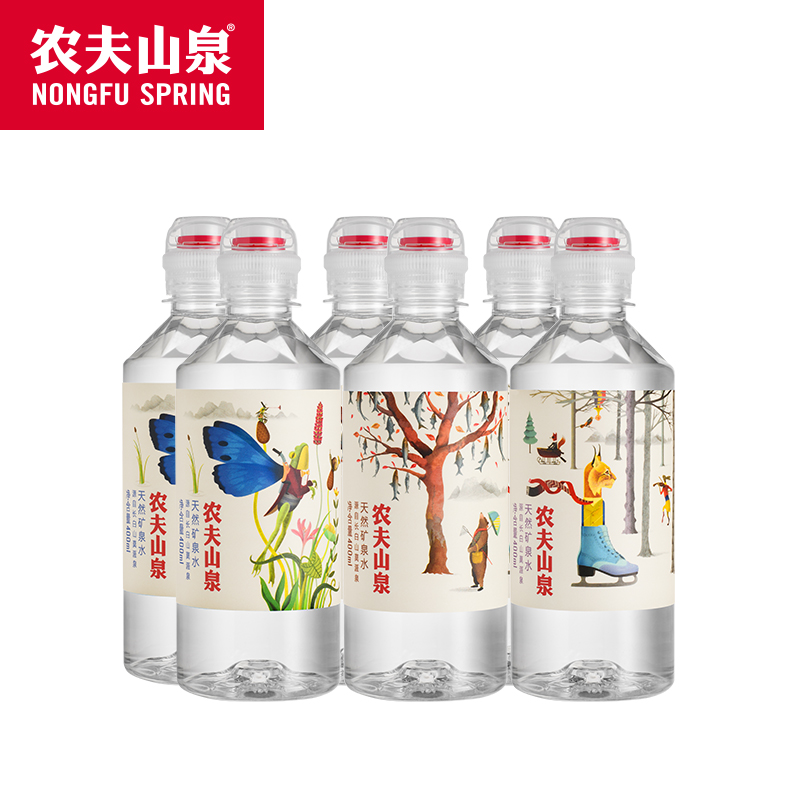 农夫山泉矿泉水运动盖400ml6瓶整箱弱碱性创业时代同款水学生水