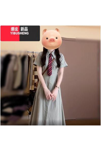 YIBUSHENG学院风衬衫连衣裙子女季2024新款小个子收腰显瘦小众设计感长裙