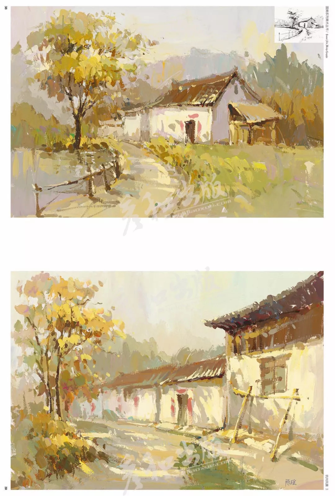画色彩风景基础知识步骤解析照片对应范画临摹写生范本联考校考美术