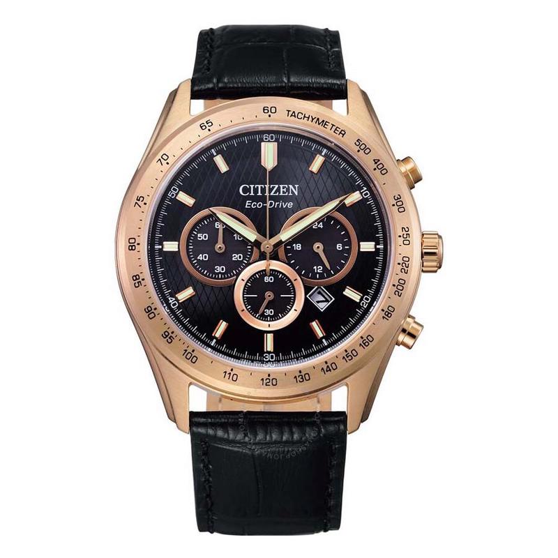 西铁城citizen男表eco-drive chronograph 光动能计时手表黑色表盘