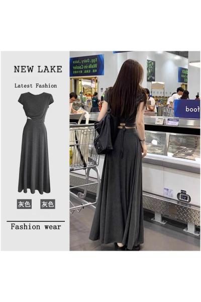 NEW LAKE修身显瘦法式气质连衣裙子女夏季2024新款韩系穿搭配一整套装长裙