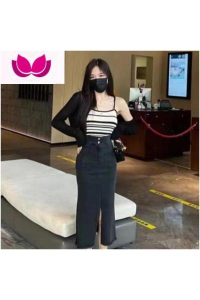 七斓盐系穿搭套春装2023新款女装小香风套装御姐包臀牛仔半身裙子