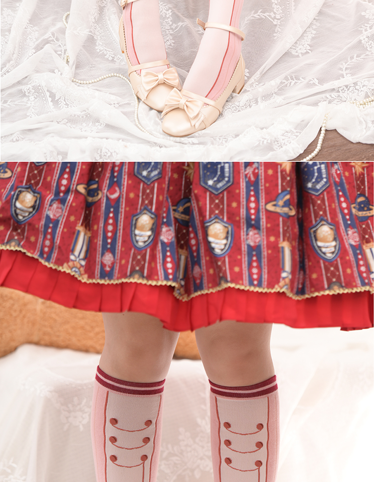 胡桃夹子lolita袜子女秋冬制服中筒袜厚精梳棉袜洛丽塔日系瘦腿袜黑