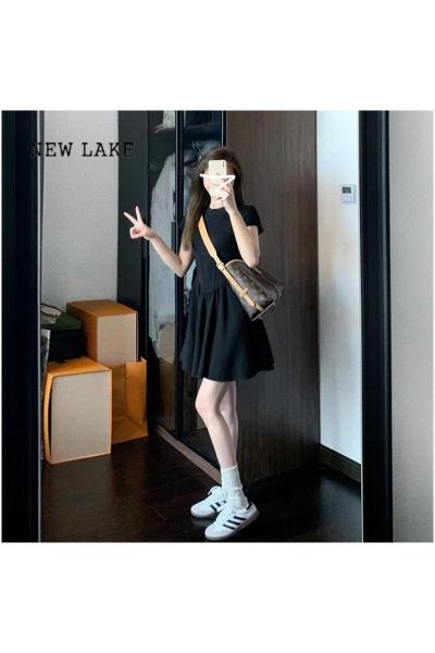 NEW LAKE黑色小个子连衣裙子女夏季2024新款茶歇法式小众收腰显瘦气质短裙
