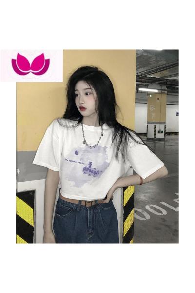 七斓夏季短袖t恤女2023年夏装新款韩版港风宽松内搭白色打底t桖衫潮