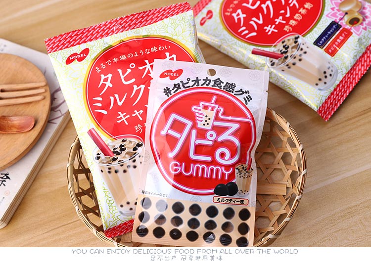 日本进口网红零食 nobel乐贝尔珍珠奶茶味网红软糖硬糖休闲趣味糖果 2