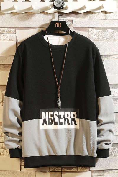 花花公子新款圆领印花卫衣男士常规外套男休闲流套头卫衣男