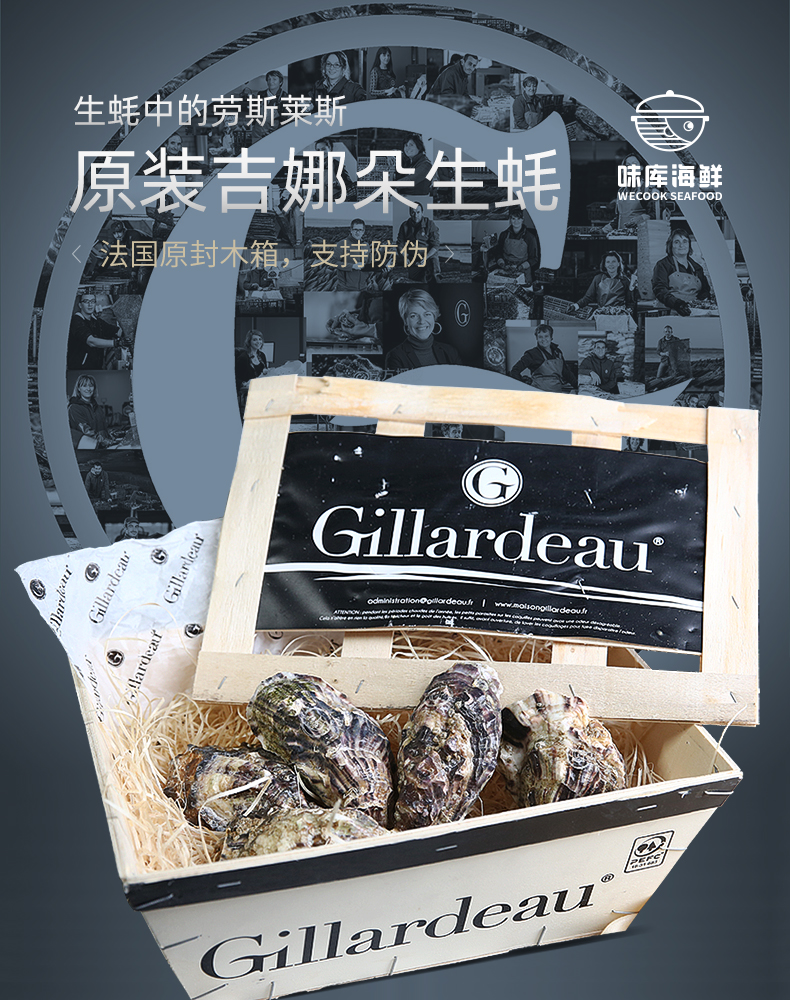 【高端品质】gillardeau吉娜朵生蚝 法国生蚝 鲜活吉拉多生蚝12只进口