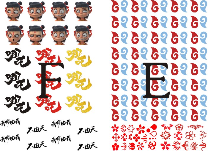哪吒额头眉心魔童降世儿童纹身贴cos贴动漫敖丙眉心蓝色纹身贴纸c哪吒