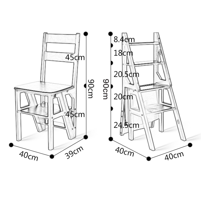 魔友moyou折叠凳子家用靠背实木多功能梯子椅子两用中式餐桌四步梯凳