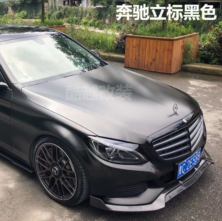 怡灵 适用于奔驰c级e级s级立标c200 e260 s400l引擎机盖前车标改装