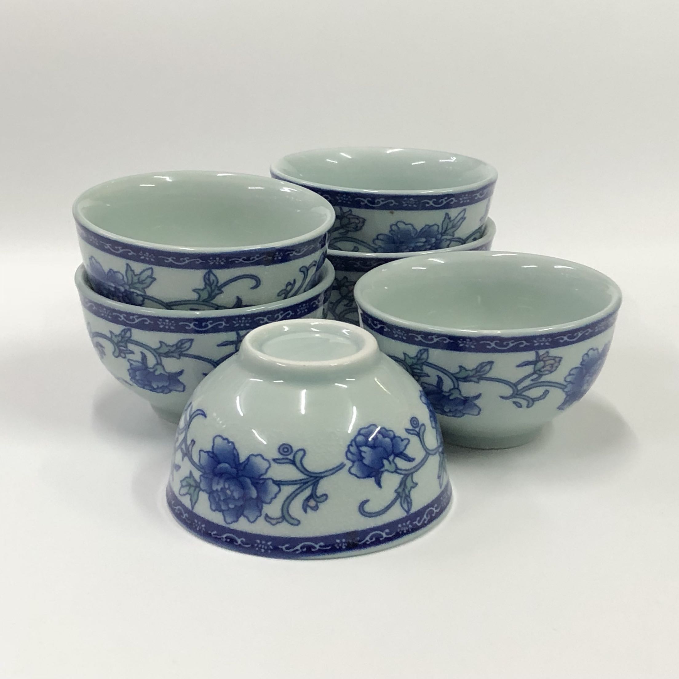 茶具套装青花瓷杯品茗杯小茶杯陶瓷功夫茶杯大紫砂茶碗杯子6个装封后