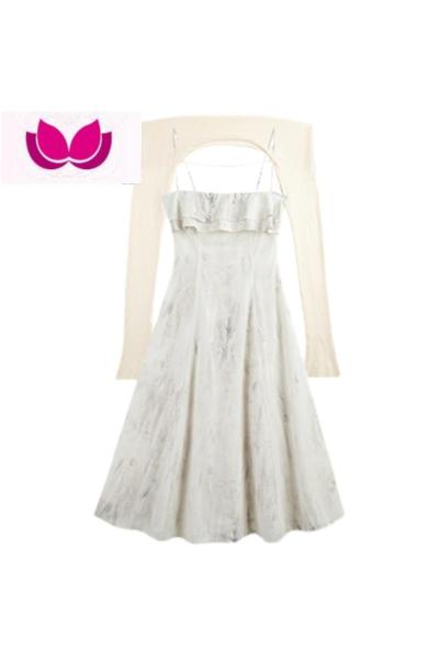 七斓秋装小香风高级感罩衫网纱晕染盐系穿搭御姐吊带连衣裙套装女