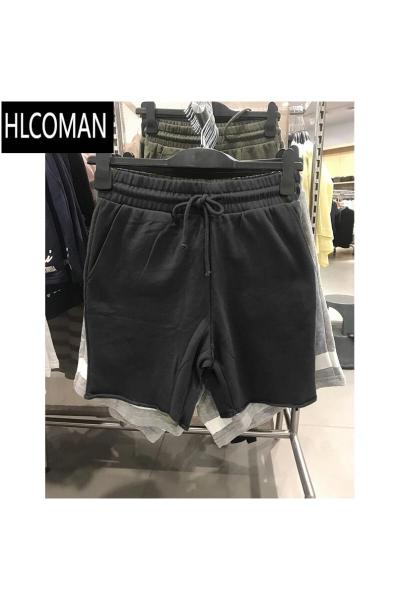 HLCOMANhm twelve男装2025夏装新款松紧腰宽松五分裤卷边短裤卫裤0967417