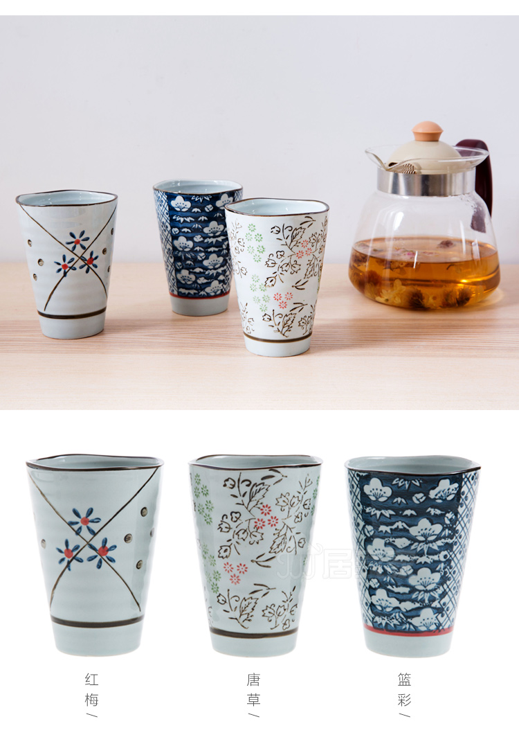 超级新品 定制釉下彩陶瓷杯子复古手绘水杯 日式茶具小茶杯陶瓷杯泡