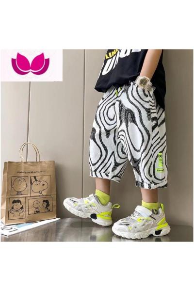 七斓男童短裤夏装儿童哈伦裤七分裤薄款大童夏季裤男孩炸街五分裤子潮