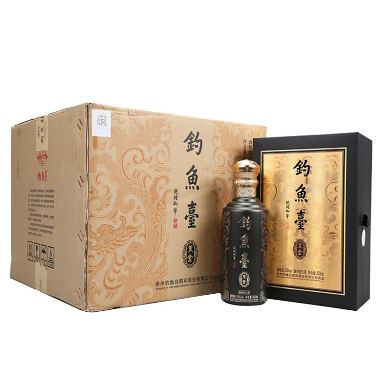 钓鱼台黑金酒酱香型白酒53度500ml6瓶整箱