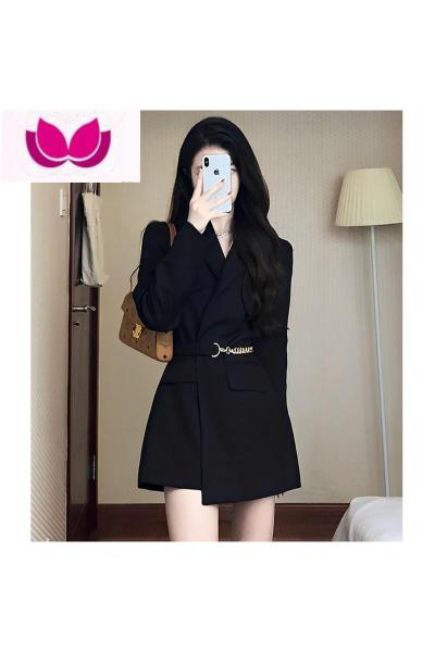 七斓黑色西装外套女春装2023年新款高级感炸街今年流行西服连衣裙套装