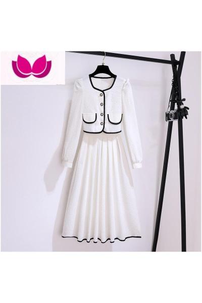 七斓小香风白色连衣裙女2023新款早春季法式气质今年流行漂亮套装裙