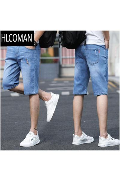 HLCOMAN夏季裤子男薄款牛仔短裤男弹力修身中裤男夏天夏装百搭休闲五分裤