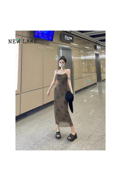 NEW LAKE新中式国风连衣裙女夏季高级感气质修身性感显身材包臀吊带长裙子