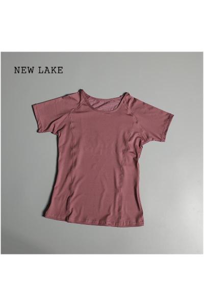 NEW LAKE健身房跑步运动上衣薄款跑步速干潮t恤紧身网红瑜伽服夏季短袖女
