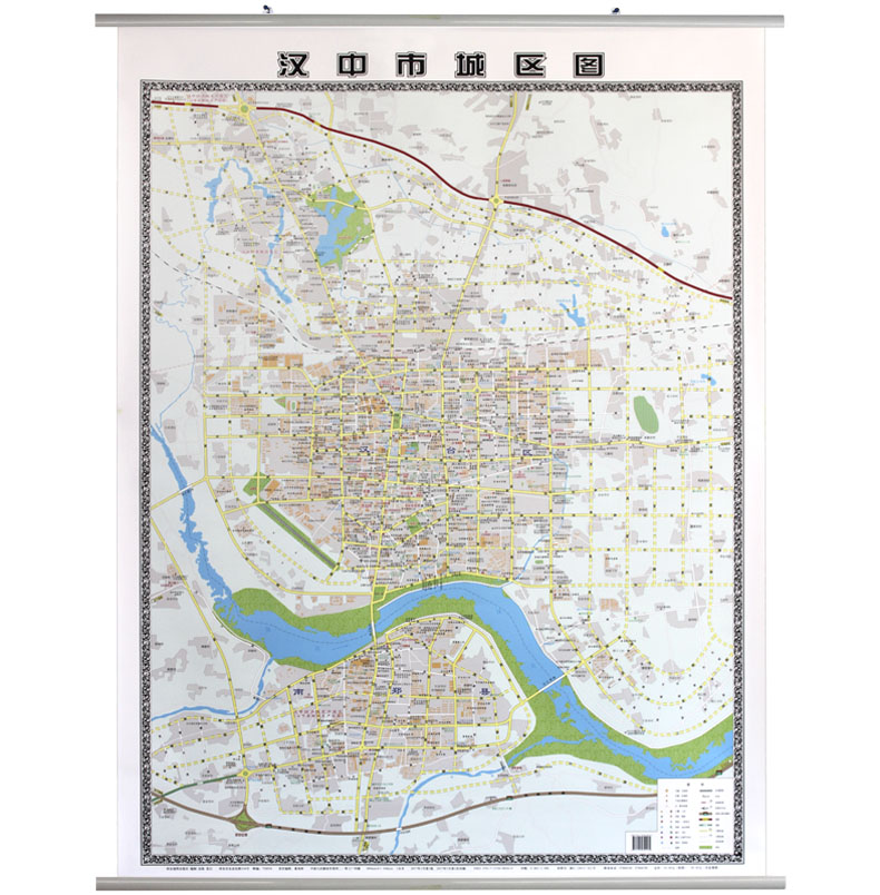 惠典正版汉中市城区图12x09米汉中市地图挂图双面覆膜挂杆地图西安
