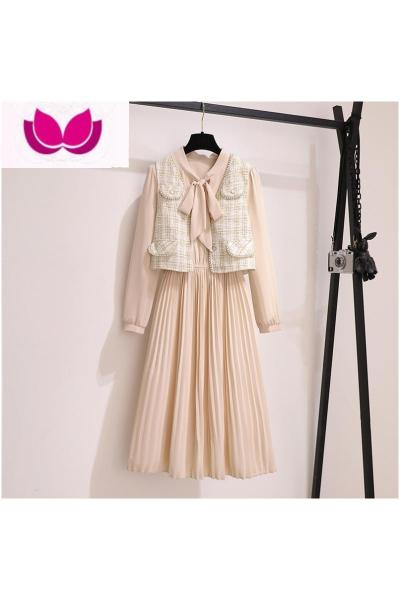 七斓小香风连衣裙女早春季2023年新款女装小个子茶歇法式气质套装裙子