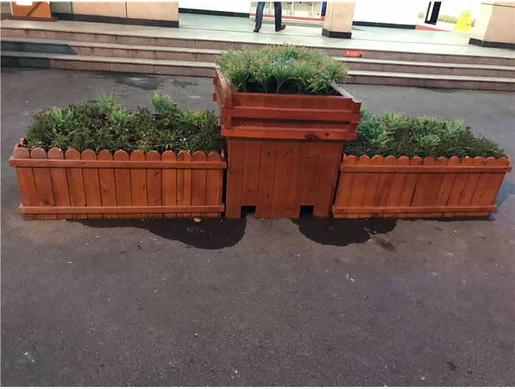 防腐木花箱组合碳化木长方形户外花盆种植箱树箱花架花车花定制艺呈
