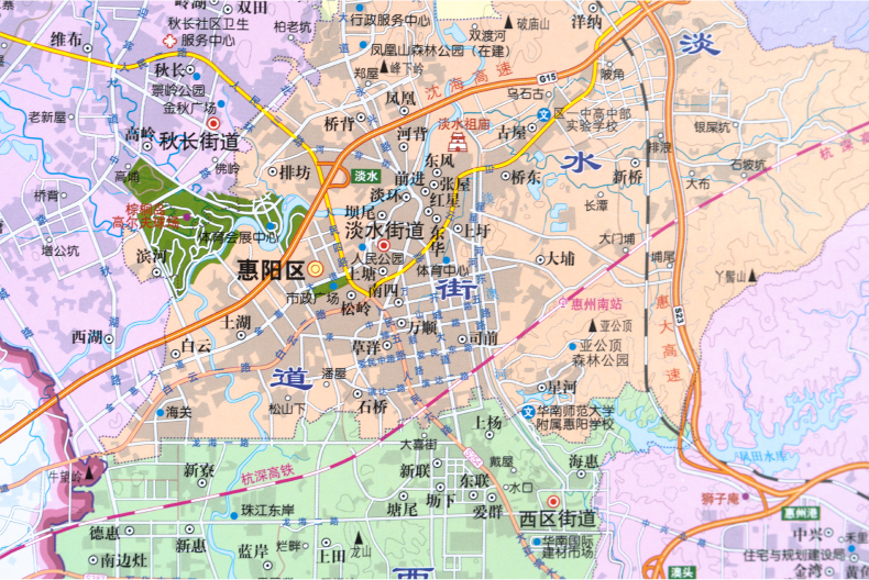 [诺森正版]惠阳区行政区划图 双面覆膜 全彩印刷 广东省地图出版社