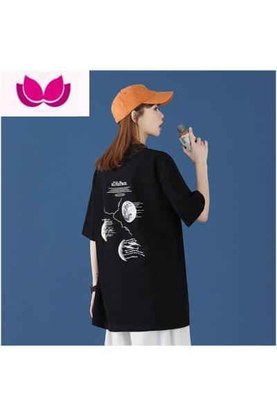 七斓2023新款夏季短袖t恤女宽松韩版潮牌半袖学生洋气vintage中袖上衣