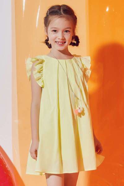 [2件2折价:49]moomoo童装女童连衣裙夏季新款女孩儿简约小清新设计感小众裙子