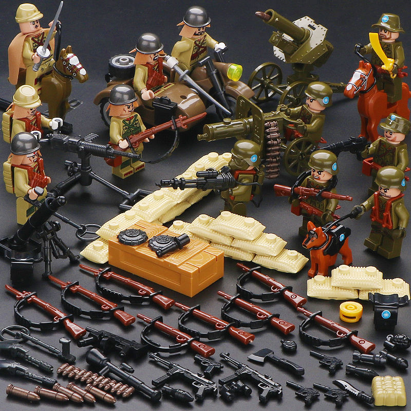 兼容乐高二战日军日本兵小鬼子八路军人仔拼装军事积木男孩子玩具