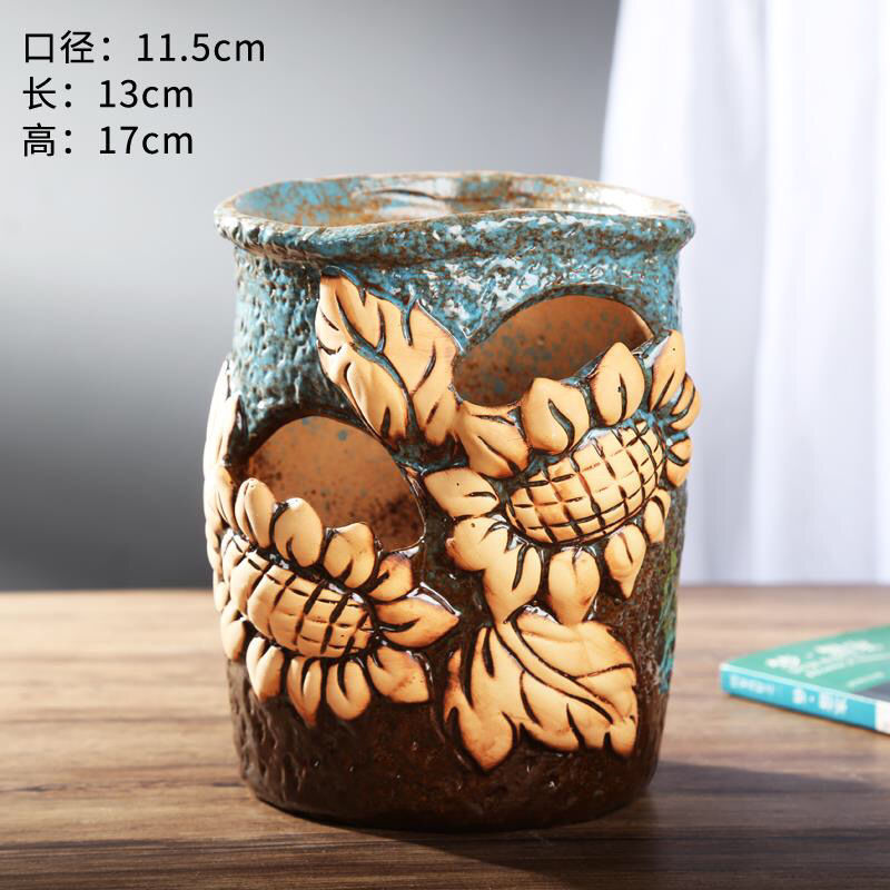 多肉绿植花盆创意陶瓷洞洞盆多孔法师盆粗陶透气老桩盆套装组合洞洞盆