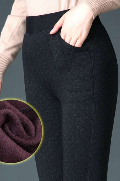 迪鲁奥(DILUAO)40岁50岁妈妈婆婆穿的加绒裤冬季新款厚款外穿打底裤女中老年50岁妈妈花裤子高腰女裤棉裤