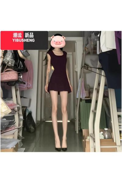 YIBUSHENG茶歇法式紫色连衣裙子女季2024新款辣妹纯欲风性感修身包臀短裙
