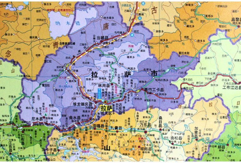 [友一个正版]西藏地图挂图 1.1x0.8m 星球社分省系列 全省交通政区