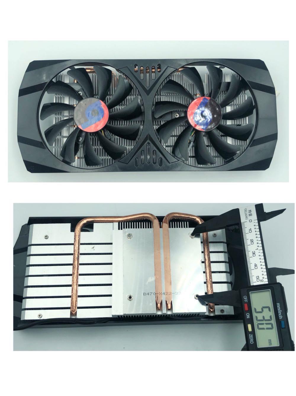 一套散热器带风扇 amd rx580 4g/8g显卡散热器 孔距5.