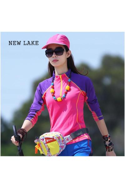 NEW LAKE夏季薄款户外运动女式长袖速干衣 短袖速干T恤衫跑步徒步防晒透气