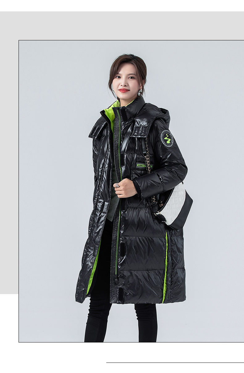 蓝旗(blueg)女士羽绒服 蓝旗 90鸭绒冬季新款女士羽绒服长款过膝加厚