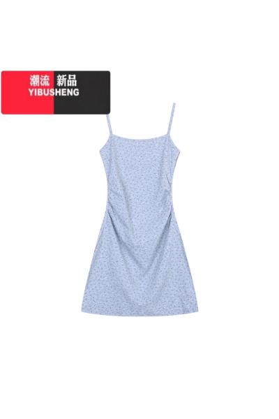 YIBUSHENG复古碎花吊带连衣裙女季新款甜美风收腰显瘦A字裙短裙