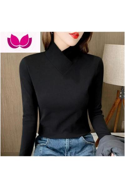 七斓双面德绒加厚洋气内搭打底衫韩版修身半高领长袖保暖t恤上衣女