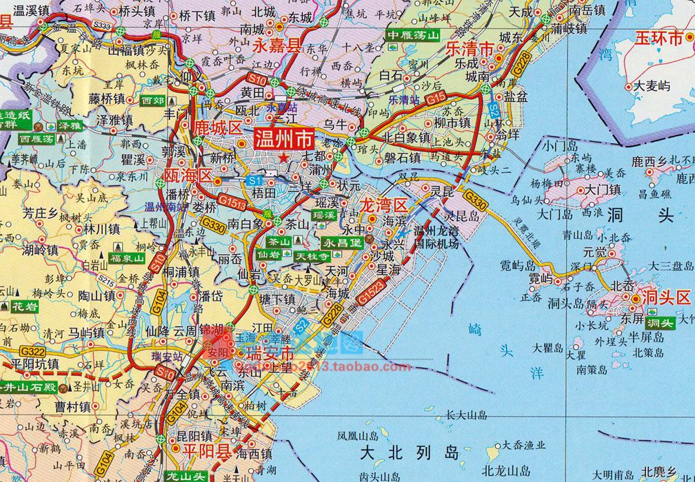 超级新品 2019新版温州市地图浙江省温州市交通旅游地图温州市城区图