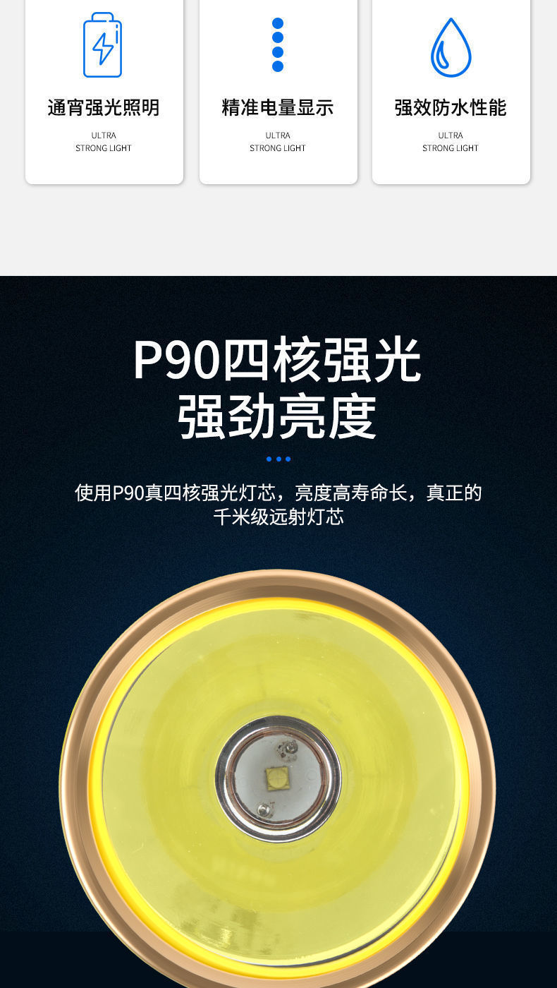 p90灯珠感应头灯强光远射锂电池超长续航可充电头戴式钓鱼疝气灯大