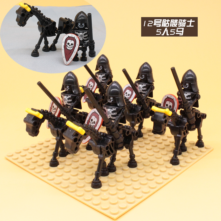 拼装兼容乐高积木骷髅骑士兵组合古代城堡系列未来骑士团人仔玩具