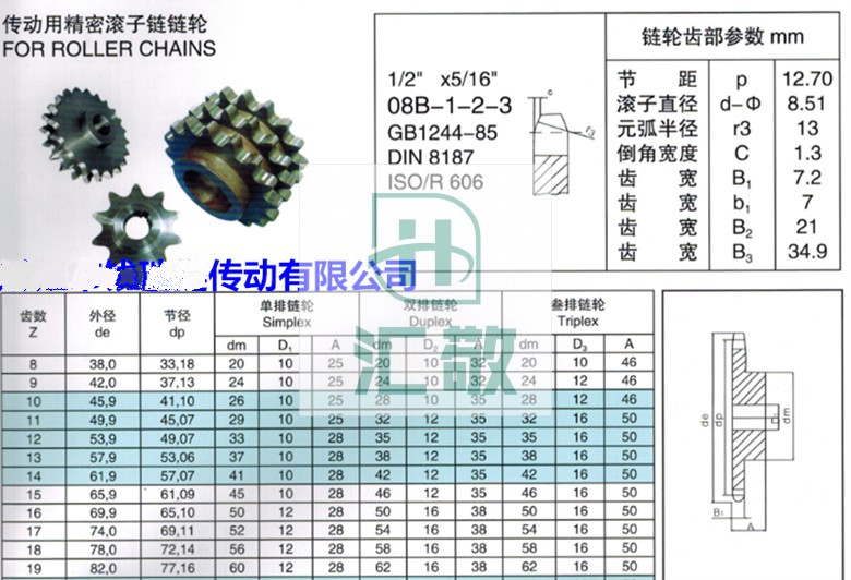 定做4分工业链轮10齿15齿18齿30齿40齿408b链轮链条齿轮08b传动齿轮 4