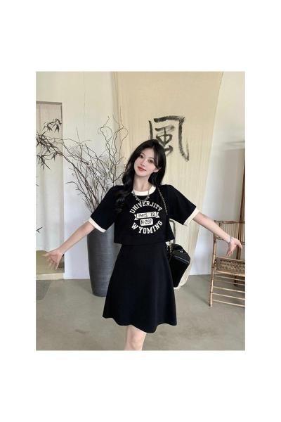 YIBUSHENG大码胖MM设计感收腰减龄连衣裙女季法式印花短裙洋气显瘦长裙子