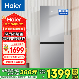 官方旗舰店海尔(Haier)冰箱202升双门风冷无霜节能家用电冰箱两门双开门小型BCD-202WGHC290S9
