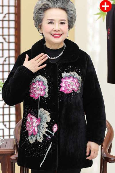 迪鲁奥(DILUAO)中老年女装冬装衣奶奶装厚款服外套60-70岁老年人保暖袄妈妈服上衣