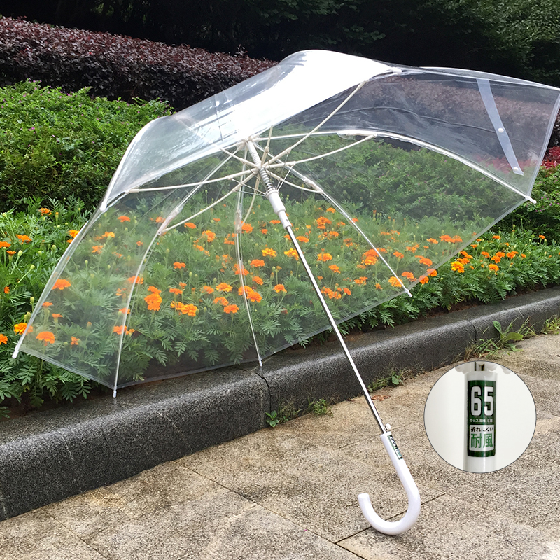 抗风白女神学生接孩子110cm加大加固塑料透明摄雨伞